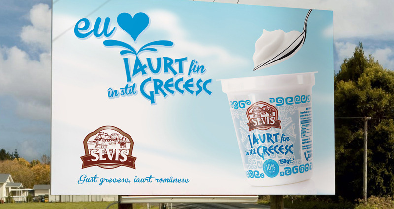 Grafica panou publicitar iaurt grecesc